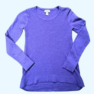 KENAR Purple Textured Merino Wool Long Sleeve Button Back Sweater Top Size S